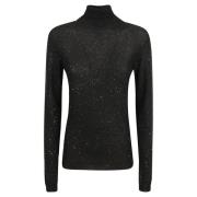 Fabiana Filippi Svart turtleneck slim fit tröja Black, Dam