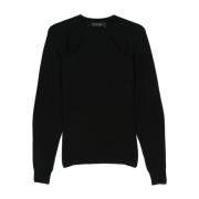 Federica Tosi Crew Neck Pullover Sweater Black, Dam