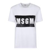 Msgm Vit Bomull Logo T-shirt White, Dam