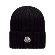 Moncler Räfflad stickad ullmössa Black, Unisex