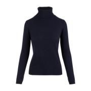 Allude Slim Fit High Neck Långärmad Blue, Dam