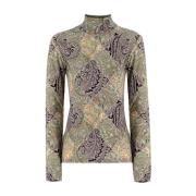 Etro Paisley Print Slimming Jersey Top Multicolor, Dam