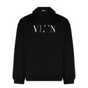 Valentino Garavani Svart Tröja med Huva och Vltn Print Black, Herr