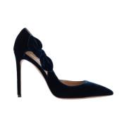 Aquazzura Blå Sammet Spetsig Tå Stiletto Pump Blue, Dam