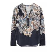 Gustav Vintage Print Blus med Smock Manschetter Multicolor, Dam