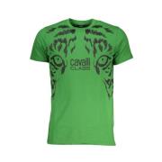 Cavalli Class Grön Bomull Logo Print T-shirt Green, Herr