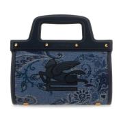 Etro Elegant Jacquard Handväska Blue, Dam