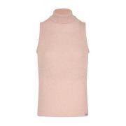 Kiton Alpaca High-Neck Sleeveless Jumper Pink, Dam