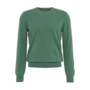 Gender Italiensk Stickad Pullover med Logodetaljer Green, Herr