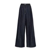 Dries Van Noten Blå Denim Wide Leg Byxor Blue, Dam