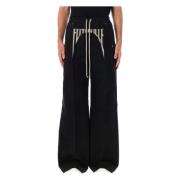 Rick Owens Svarta Wide-Leg Bomullsbyxor Black, Herr