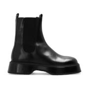 Ami Paris Square Toe Leather Chelsea Boots Black, Herr