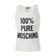 Moschino Räfflad Tanktop i Vit White, Herr