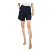 Tommy Hilfiger Linne Logo Detalj Shorts Blue, Dam