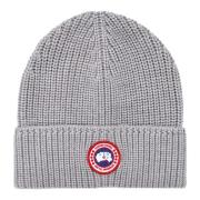 Canada Goose Heather Grey Rib Toque Beanie Aw24 Gray, Herr