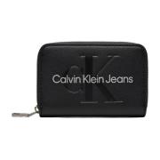 Calvin Klein Jeans Svart Tryck Zip Plånbok Black, Dam