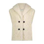 Fabienne Chapot Mysig Vit Teddy Gilet Hjärtmönster Beige, Dam