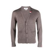 Thom Browne Avslappnad passform V-ringad Merinoull kofta Brown, Herr