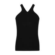 Courrèges Räfflad Svart Tank Top med Dragkedja Black, Dam