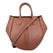 JW Anderson Läder Punch Small Tote Handväska Brown, Dam