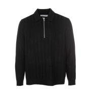 Samsøe Samsøe Wave Knit Polo Sweater Blue, Herr