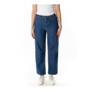 American Vintage Avslappnad passform jeans med elastisk midja Blue, Da...