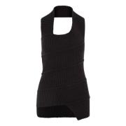 MM6 Maison Margiela Svart Asymmetrisk Tröja Pullover Black, Dam