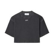 Off White Broderad Logo T-shirts och Polos Black, Dam