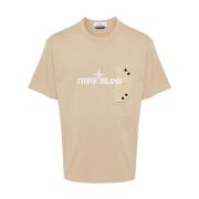 Stone Island Beige Bomull Logo Print T-shirt Beige, Herr