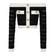 Balmain Elegant Svart Stickad Topp Black, Dam