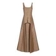 Alberta Ferretti Beige Neutral Klänning Elegant Stil Beige, Dam