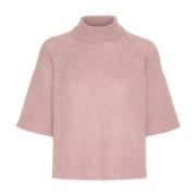 Kaffe Stickad Pullover Sweater Mesa Rose Melange Pink, Dam