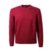 Zanone Röd Ull Crew-Neck Sweater Red, Herr