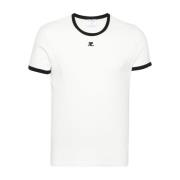 Courrèges Vit Bomull Jersey T-shirt med Logo White, Herr