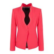 Emporio Armani Cady Crepe Blazer med Formade Revers Red, Dam