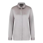 Emporio Armani Silk Satin Klassisk Krage Skjorta Gray, Dam