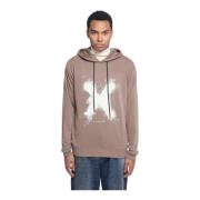 John Richmond Hoodie med justerbar dragsko och logotyp Beige, Herr