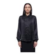 John Richmond Satin Puff Sleeve Skjorta Black, Dam