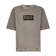 Dolce & Gabbana Avslappnad Bomull T-shirt för Män Gray, Herr