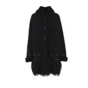 Ermanno Scervino Svart Shearling Blommig Kappa Black, Dam