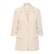 Cream Ancient Scroll Blazer Jacka Beige, Dam