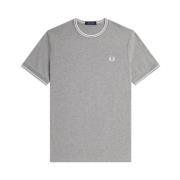 Fred Perry Klassisk Dubbel Stripe T-shirt Grå Gray, Herr