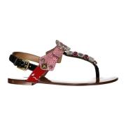 Dolce & Gabbana Lädersandaler Kristallutsmyckning Kvinnor Multicolor, ...