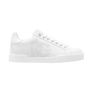 Dolce & Gabbana Vita Perforerade Logga Lädersneakers White, Dam