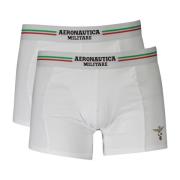 Aeronautica Militare Mäns Vita Boxer Briefs med Logo Midjeband White, ...