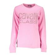 Cavalli Class Rosa Långärmad Broderad Tröja Pink, Dam