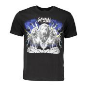 Cavalli Class Kortärmad Herr T-shirt Svart Logo Print Black, Herr