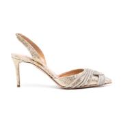 Aquazzura Guld Laminerade Lädersandaler Yellow, Dam