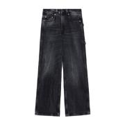 Haikure Svarta Wide Leg Jeans med Slitet Effekt Black, Dam