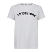 Co'Couture Vit Glitter Tee med Logo Print White, Dam